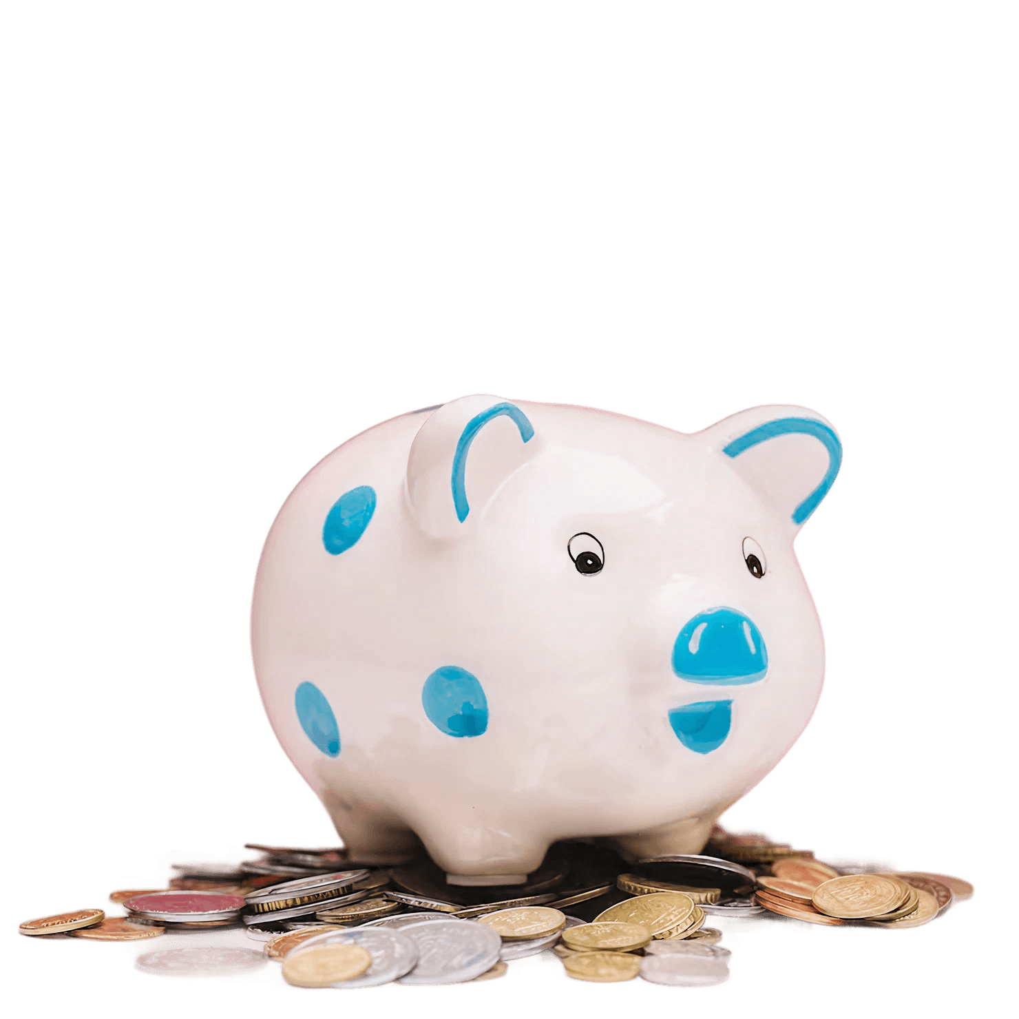 Piggy bank with coins